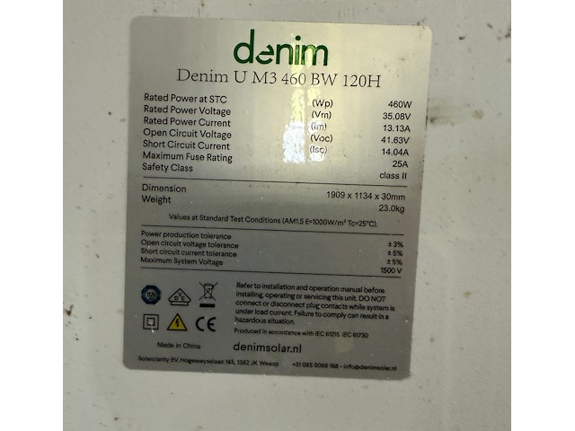 6x zonnepaneel denin, u m3 460 bw 120h - afbeelding 5 van  5