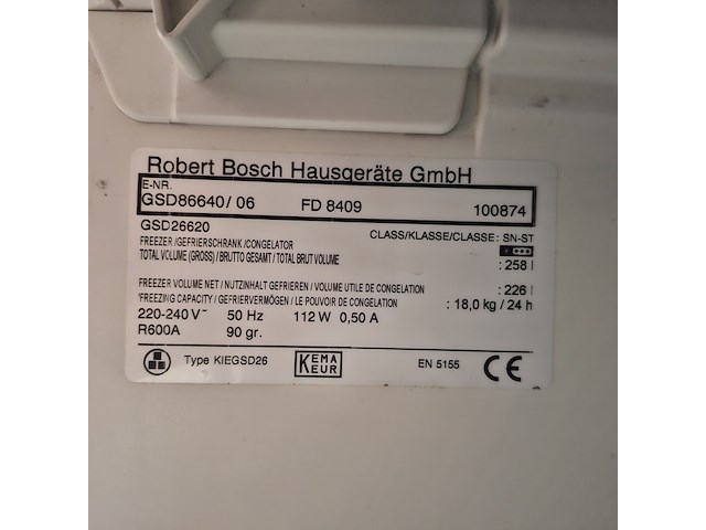 7 lades vriezer, bosch, gsd86640/06 - a+, wit - afbeelding 7 van  8