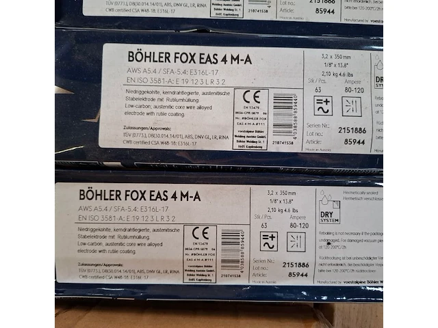 7x 2,1 kilo laselektrode bohler, fox eas 4m-a - afbeelding 2 van  5