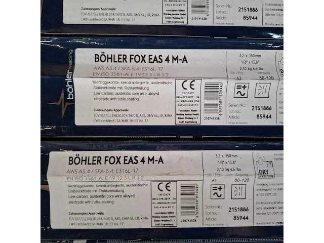 7x 2,1 kilo laselektrode bohler, fox eas 4m-a - afbeelding 3 van  5
