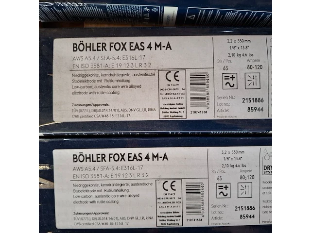 7x 2,1 kilo laselektrode bohler, fox eas 4m-a - afbeelding 4 van  5