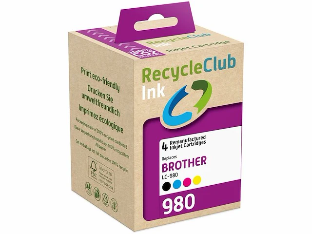 7x brother lc-980 inktcartridge multipack, recycleclub - afbeelding 1 van  2