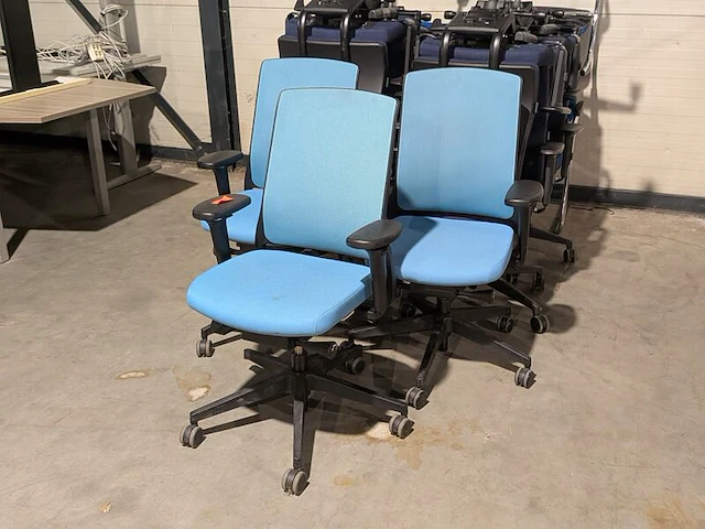 7x bureaustoel, gipsen, zinn, blauw, groen en geel - afbeelding 7 van  8