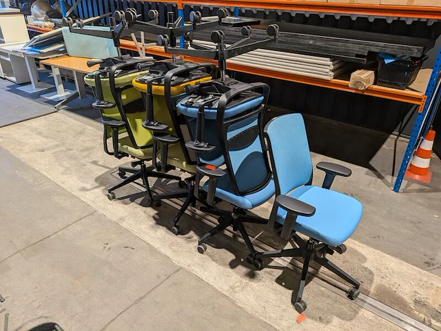 7x bureaustoel, gipsen, zinn, blauw, groen en geel - afbeelding 8 van  8
