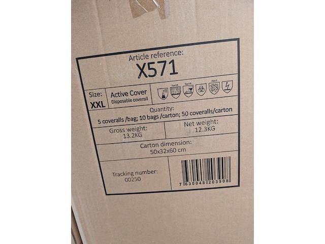 7x doos à 50 stuks coverallset active gear, x571, bouwjaar 2019 - afbeelding 3 van  6