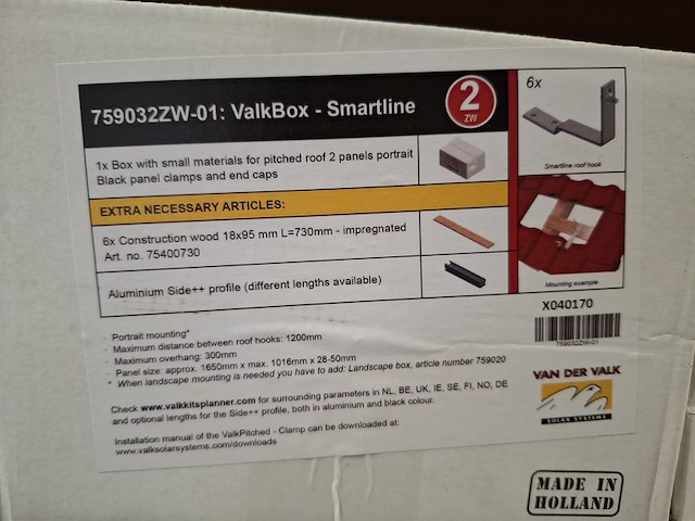 7x doos dakhaken, valkbox, smartline 759032zw-01 - afbeelding 3 van  4