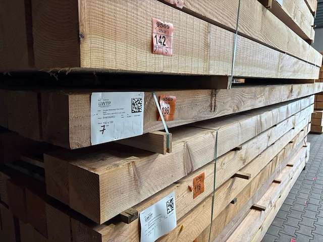 7x douglas balken fijnbezaagd, 150x150mm, lengte 500cm - afbeelding 4 van  4