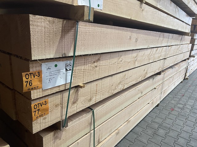 7x douglas balken fijnbezaagd, 200x200mm, lengte 500cm - afbeelding 4 van  4