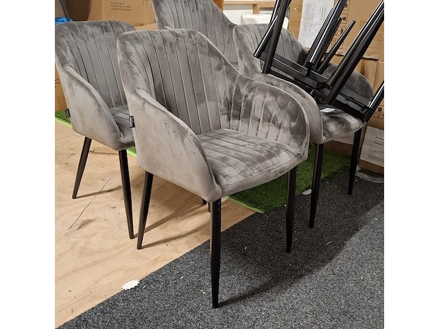 7x eetkamerstoel met armleuning grijs - afbeelding 1 van  6