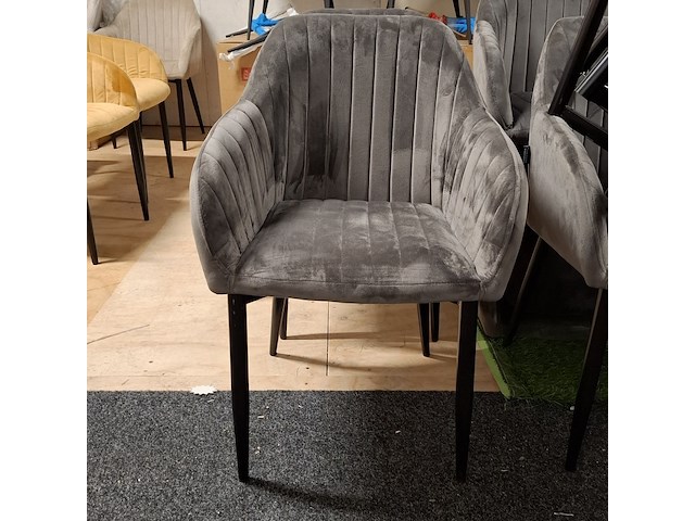 7x eetkamerstoel met armleuning grijs - afbeelding 2 van  6