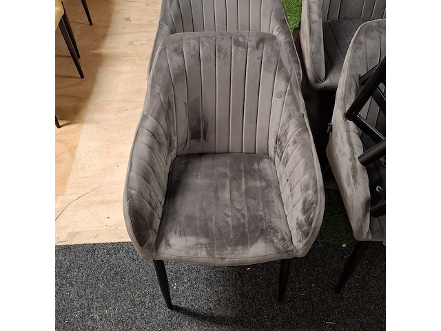 7x eetkamerstoel met armleuning grijs - afbeelding 3 van  6