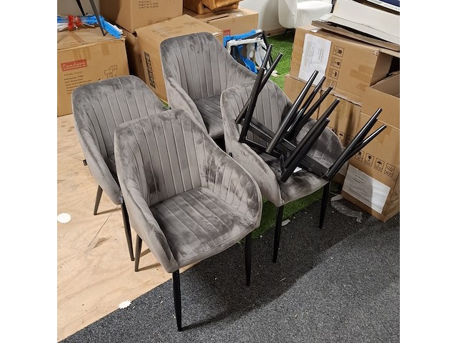 7x eetkamerstoel met armleuning grijs - afbeelding 4 van  6