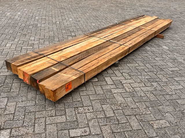 7x eiken balken fijnbezaagd, 150x150mm, lengte 500cm - afbeelding 2 van  3
