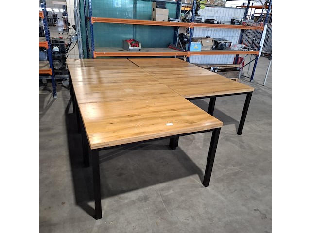 7x eiken horeca/ kantine tafels - afbeelding 2 van  8