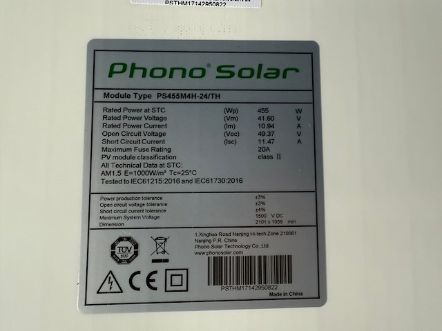 7x zonnepaneel phonosolar ps455m4h-24/th, glas/kunststof - afbeelding 5 van  5