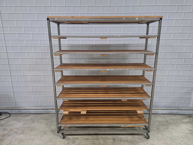 8 delige rvs/hout afkoelwagen - afbeelding 1 van  4