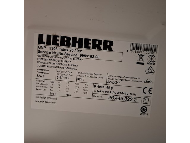 8 lades vriezer, liebherr, gnp3306 - a++, wit - afbeelding 7 van  9