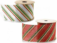 8 x 2 juteband - jute lint - kerst, wit / groen / rood, 5 cm x 5 meter