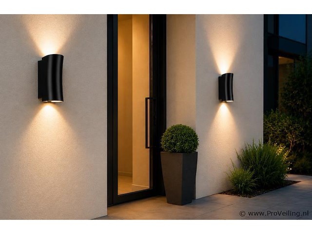 8 x buiten wandlamp up & down – gu10 – zwart – ip44 – safari - afbeelding 1 van  5