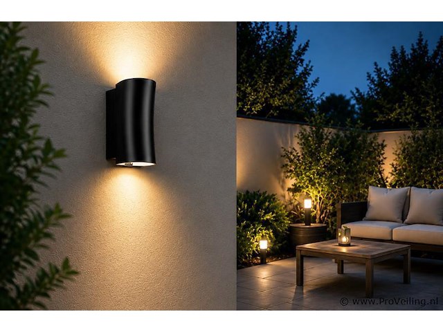 8 x buiten wandlamp up & down – gu10 – zwart – ip44 – safari - afbeelding 3 van  5