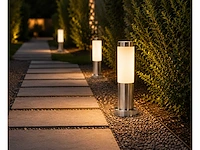8 x buitenlamp tuinpaal – e27 – chroom – ip44 – 325mm – defne-3 - afbeelding 12 van  15