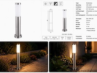 8 x buitenlamp tuinpaal – e27 – chroom – ip44 – 500mm – defne-4 - afbeelding 5 van  5