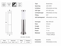 8 x buitenlamp tuinpaal – e27 – chroom – ip44 – 500mm – defne-4 - afbeelding 6 van  15