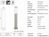 8 x buitenlamp tuinpaal – e27 – chroom – ip44 – 800mm – defne-5 - afbeelding 4 van  5