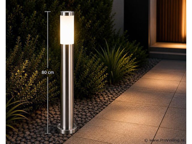 8 x buitenlamp tuinpaal – e27 – chroom – ip44 – 800mm – defne-5 - afbeelding 3 van  5
