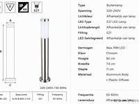 8 x buitenlamp tuinpaal – e27 – chroom – ip44 – 800mm – defne-5 - afbeelding 4 van  5