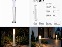 8 x buitenlamp tuinpaal – e27 – chroom – ip44 – 800mm – defne-5 - afbeelding 5 van  5