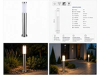 8 x buitenlamp tuinpaal – e27 – chroom – ip44 – 800mm – defne-5 - afbeelding 2 van  15
