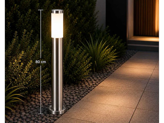 8 x buitenlamp tuinpaal – e27 – chroom – ip44 – 800mm – defne-5 - afbeelding 5 van  15