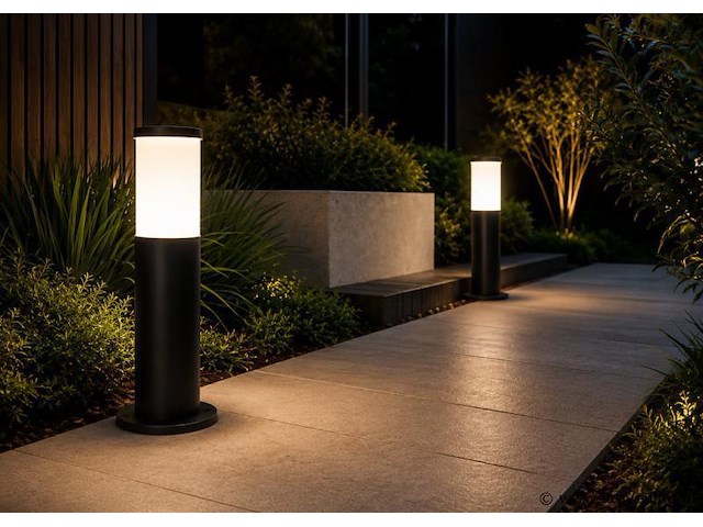 8 x buitenlamp tuinpaal – e27 – zwart – ip44 – 300mm – kavak-3 - afbeelding 1 van  5