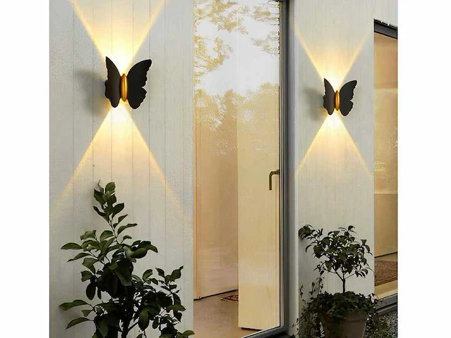 8 x farfala wandlamp zwart goud - afbeelding 6 van  9
