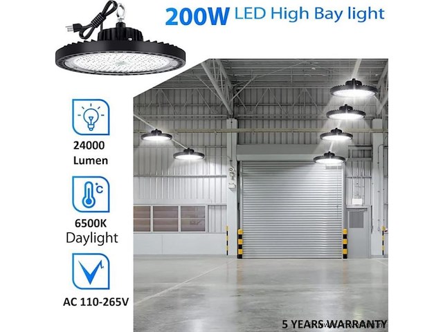 8 x highbay ufo 200w - pro design smd - dimbaar - koud wit 6500k - afbeelding 1 van  9