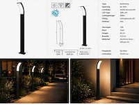 8 x led buiten sokkel lamp – 12w – 4200k neutraal wit - zwart – ip65 – prestige-4 - afbeelding 5 van  5