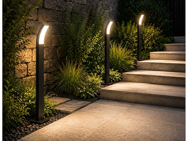 8 x led buiten sokkel lamp – 12w – 4200k neutraal wit - zwart – ip65 – prestige-4 - afbeelding 1 van  10