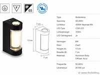 8 x led buiten wandlamp – 6w – 4200k neutraal wit - zwart – ip65 – vector-6 - afbeelding 4 van  5