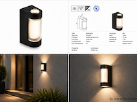 8 x led buiten wandlamp – 6w – 4200k neutraal wit - zwart – ip65 – vector-6 - afbeelding 5 van  5