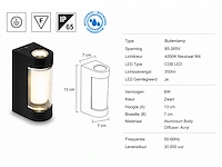 8 x led buiten wandlamp – 6w – 4200k neutraal wit - zwart – ip65 – vector-6 - afbeelding 10 van  15