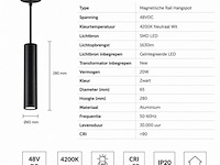 8 x led hangspot voor magnetische rail – 48v – 20w – 3000k warm wit - afbeelding 4 van  5