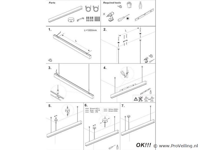8 x led lineaire hanglamp – 35w – 120cm – ip20 – zwart – inclusief montageset - afbeelding 4 van  5