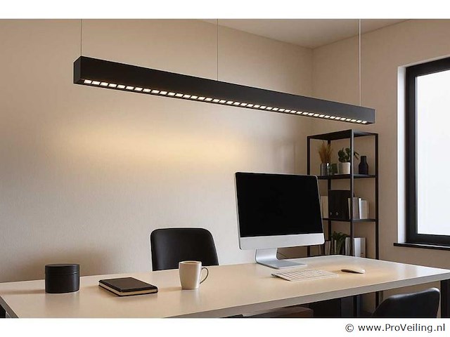8 x led lineaire hanglamp – 35w – 120cm – ip20 – zwart – inclusief montageset - afbeelding 1 van  6