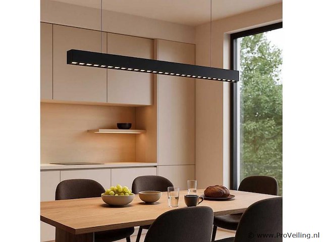 8 x led lineaire hanglamp – 35w – 120cm – ip20 – zwart – inclusief montageset - afbeelding 2 van  6