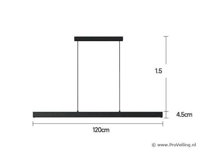 8 x led lineaire hanglamp – 35w – 120cm – ip20 – zwart – inclusief montageset - afbeelding 6 van  6