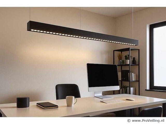 8 x led lineaire hanglamp – 35w – 120cm – ip20 – zwart – inclusief montageset - afbeelding 1 van  6