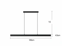 8 x led lineaire hanglamp – 35w – 120cm – ip20 – zwart – inclusief montageset - afbeelding 3 van  5