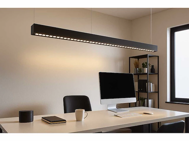 8 x led lineaire hanglamp – 35w – 120cm – ip20 – zwart – inclusief montageset - afbeelding 1 van  6