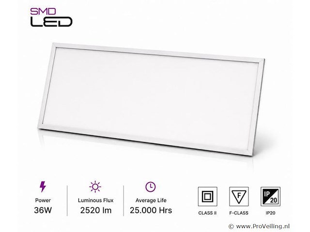 8 x led paneel 36w – 4200k neutraal wit - 1195x295mm – ip20 – zodiac-36 - afbeelding 2 van  5